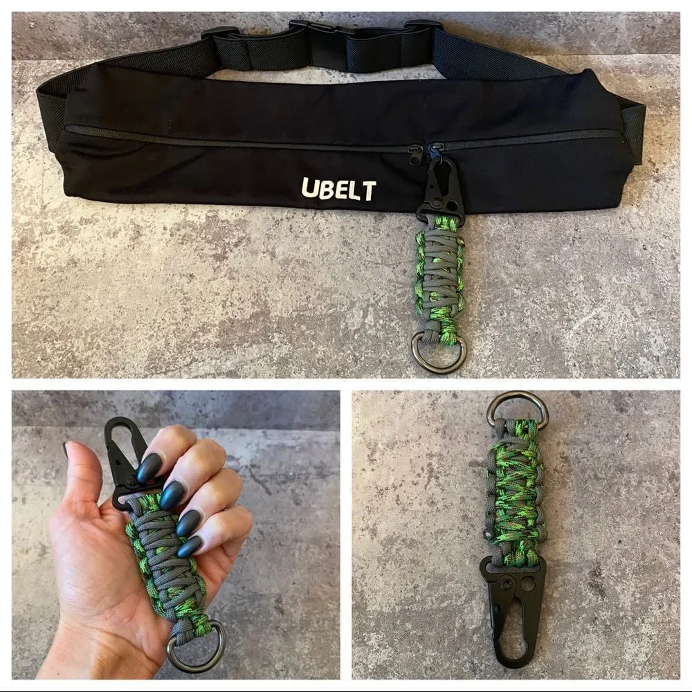 Paracord Keychain Handmade USA Unisex Sporty King Cobra Green Grey NEW